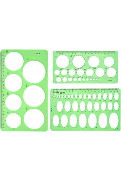 Generic Circle Stencils Measuring Geometry Ruler, 3pcs Oval & Circle Template...