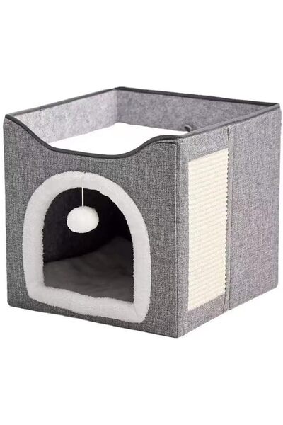 Generic Cat Beds for Indoor Cats - Multifunctional Cube Cat House with Scratc...