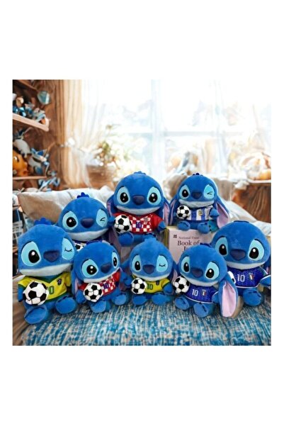 OEM Jucărie de pluș personaj albastru, 23 cm, cu minge de fotbal, echipament albastru, model adorabil, cadou pentru copii