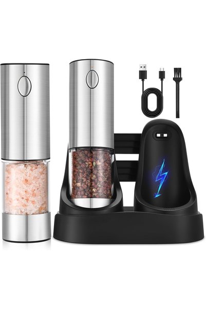 Generic Electric Salt & Pepper Grinder Set, Automatic Rechargeable Mill with ...