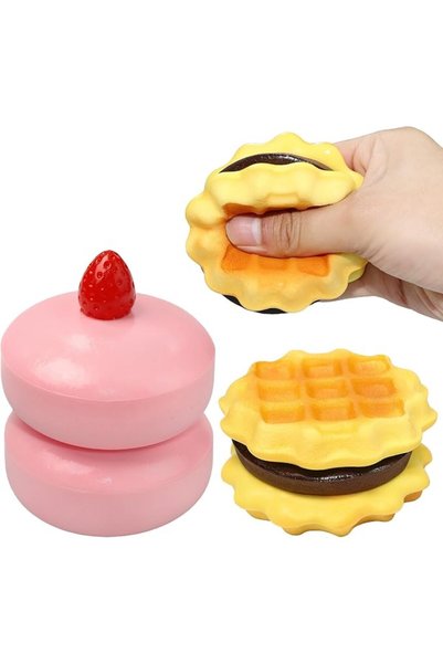 TERRIFI Squishy Toys Cake Squishy and Waffle Squishy, 2 Pack Slow Rising Food...