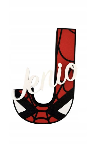 SPIDERMAN Literă 3D personalizată cu numele copilului, tematică supererou - 1...