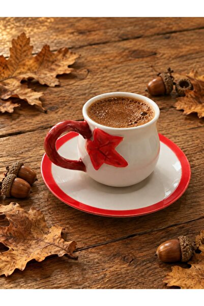 Dİ TAZZA Oak Leaf Two Person 4 Piece 90 ml Coffee Cup Set