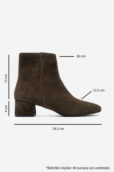 LuviShoes Richey Green Suede Genuine Leather Women's Round Toe Thick Heeled Boots