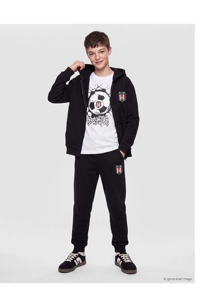 LC Waikiki Lcw Kids Black Printed Boys' Tracksuit Set