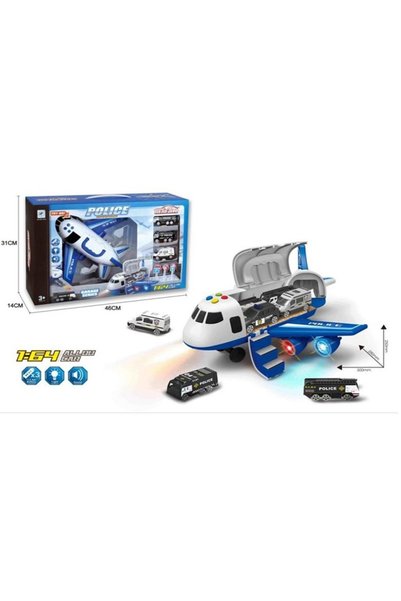 Norimpex AVION DE TRANSPORT POLIȚIE + 3 MAȘINI METALICE