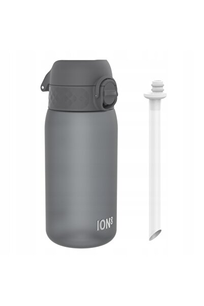Ion8 Sticlă de apă pentru copii de 350ml cu pai, etanșă, pentru școală, gri