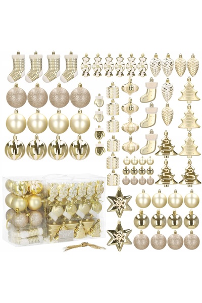 Springos Set de 77 de globuri de Crăciun, globuri aurii de Crăciun, ornamente...