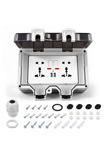 Generic Outdoor Waterproof Outlet, Double Outdoor Socket with Cover, IP66 Wat...