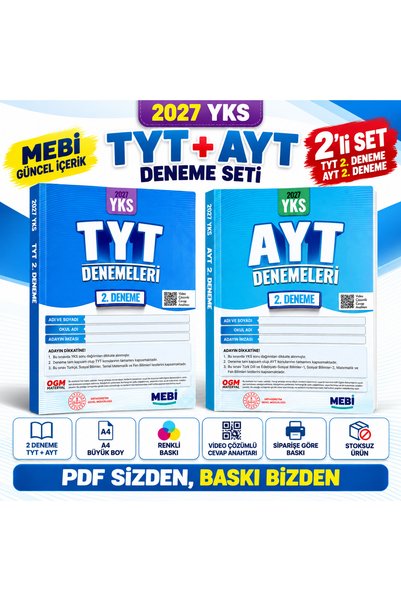 Modus Yayınları 2027 YKS TYT + AYT 2. Deneme Seti MEBİ Türkiye Geneli A4 Renk...