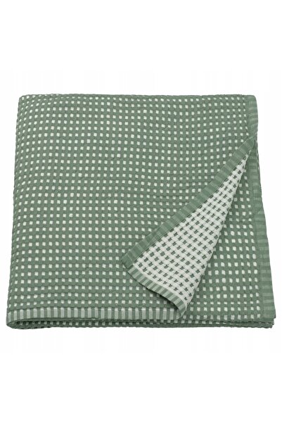 IKEA Cuvertură de pat PELARTUJA, verde-gri/alb, 150x250 cm BUMBAC