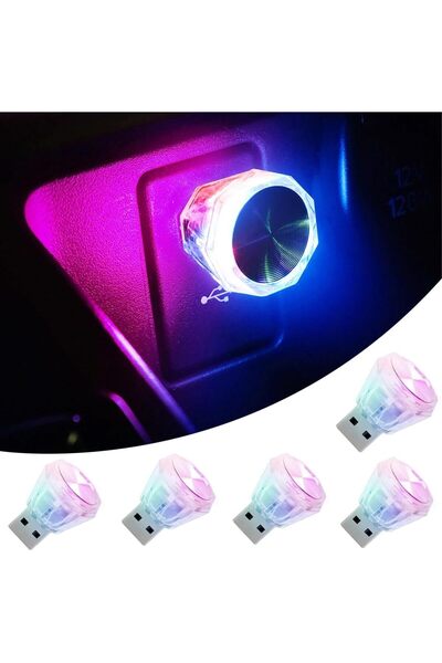 NALACAL 5 قطع إضاءة محيطية للسيارة بمنفذ USB، ضوء LED وامض، إضاءة داخلية للسي...