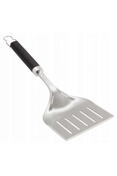 Weber Spatulă pentru grătar lată, premium, din oțel inoxidabil, neagră