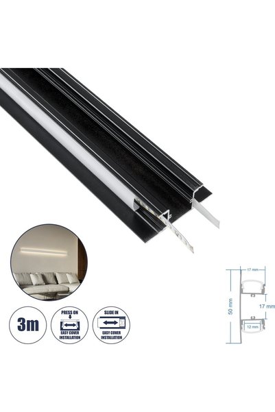 GloboStar® GloboStar ALP-WALL Προφίλ Αλουμινίου Επιφανειακής Στήριξης Αναδρομ...