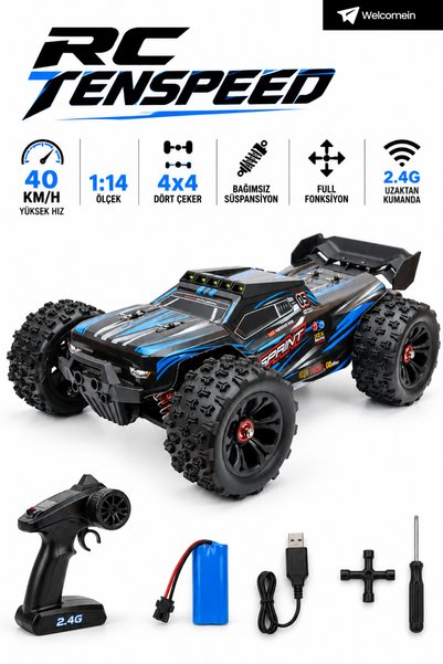 welcomein 40 Km/H RC 1:14 Ölçekli 4x4 Şarjlı Uzaktan Kumandalı Arazi Arabası ...