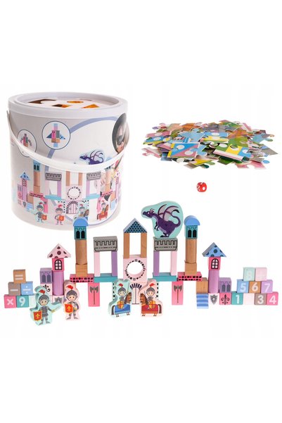 LeanToys SET CASTEL DIN LEMN CU CAVALEI