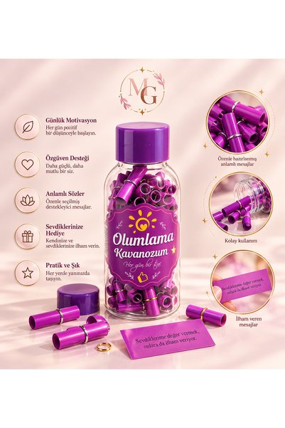 MAISON GLOWEN Olumlama Kavanozu Motivasyon Mesajları ve Pozitif Düşünce Notları Hediye Seti
