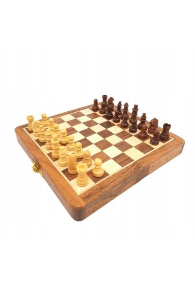 GIFTDECO Șah Magnetic din Lemn 17x17cm - Pliabil - DNU-025