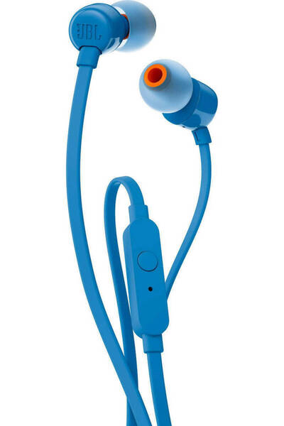 JBL T110 Ενσύρματα Ακουστικά Ψείρες με Μικρόφωνο και Τηλεχειριστήριο, Μπλε
