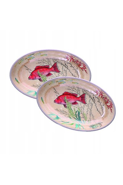 NO BRAND Set de 2 boluri ovale 24x15 cm Sea Life Rose&Tulipani