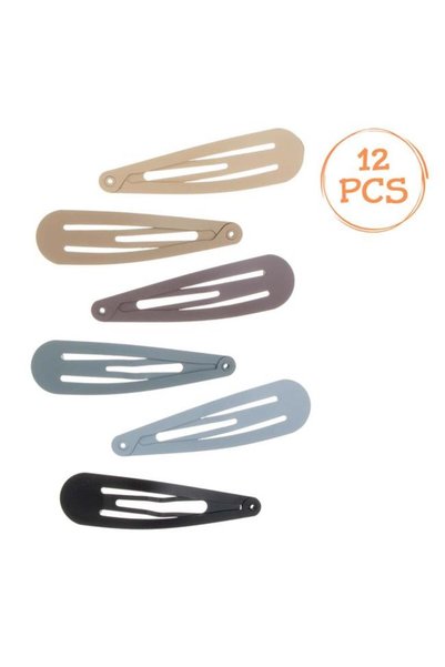 SHOPIENS Clame metalice de par negre maro mat pentru dama 6 cm set 12 bucati ...