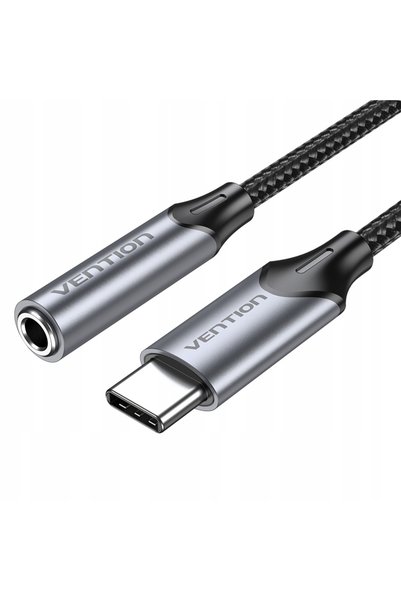 Vention Adaptor USB-C la Jack de 3.5mm cu DAC, 0.1m, Gri, din Aluminiu