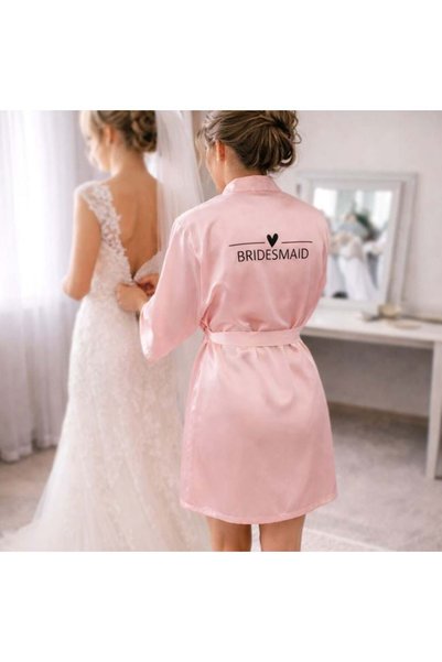 SHOPIENS Halat din satin roz cu imprimeu bridesmaid - marime universala Shopi...