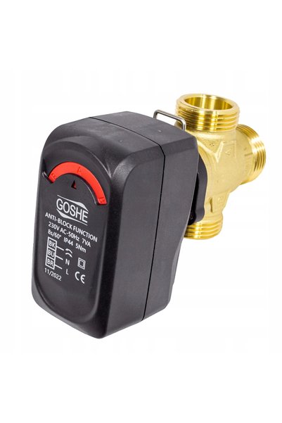 GOSHE Ventil de comutare a zonelor cu 3 căi, 1 inch DN25, KVS 8m³/h, cu actuator