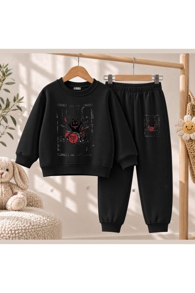 playwear Timski dres Bataris sa mačkama, za devojčice i dečake, s okruglim iz...