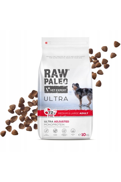 Raw Paleo Hrană pentru câini VetExpert Ultra 10kg Vită pentru rase medii și mari
