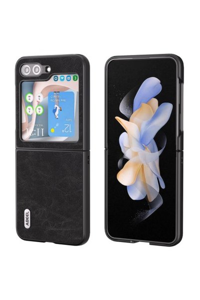 ABEEL Θήκη Πλάτης με Επένδυση Δερματίνης για Samsung Galaxy Z Flip5 5G - Μαύρο