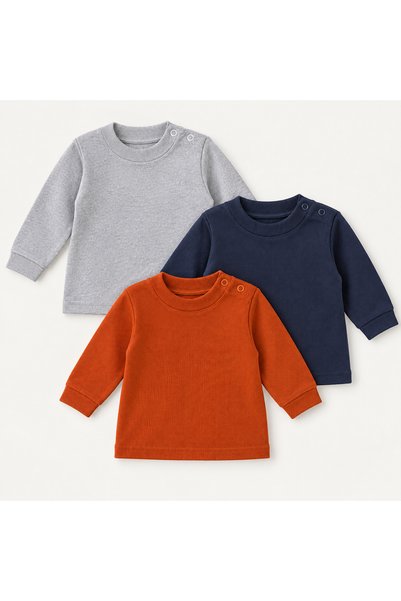 beberium Baby Boy Long Sleeve Crew Neck Top 3 Pieces