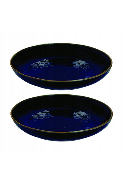 NO BRAND Set de 2 boluri rotunde 30 cm Concerto Blu Cobalto Rose&Tulipani