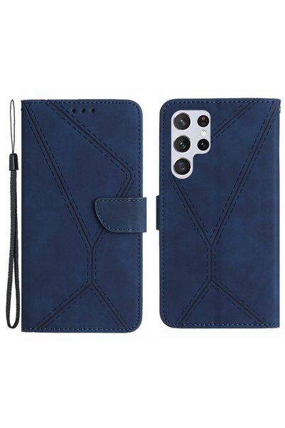 OEM HT05 Επενδυμένη Θήκη Πορτοφόλι με Όψη Δέρματος και Βάση Στήριξης για Sams...