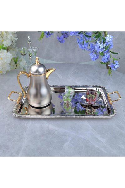 Generic Luxury Design Stainless Steel Gold Handled Single Tray - Silver & Gol...