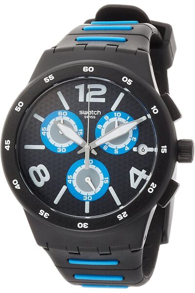 Generic Chrono SUSB410 Black Rubber Swiss Quartz Fashion Watch
