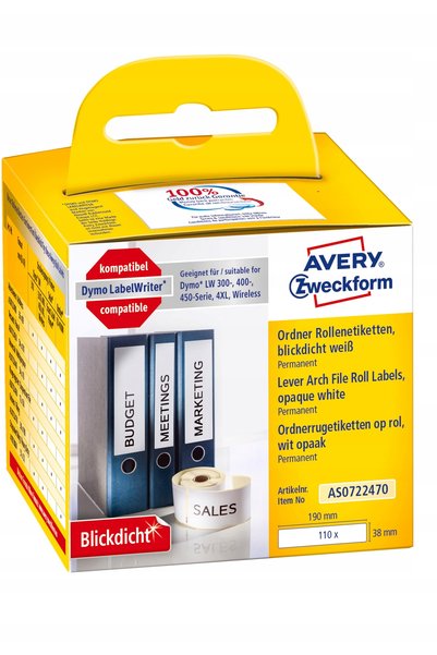 AVERY Etichete pe rolă Zweckform 190x38mm albe (110)