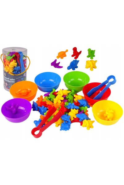 LeanToys Jucărie dinozaur pentru sortarea culorilor, 48 de piese