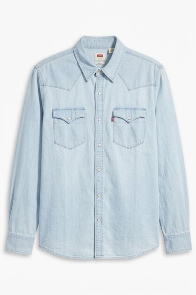 Levi's western erkek ince kot gömlek --açık mavi--