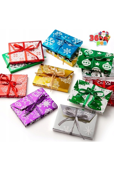NO BRAND 36 de cutii decorative pentru cadouri, folie cu sclipici, panglică, ...