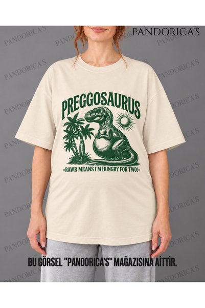 PANDORICA Women's Maternity Themed "Preggosaurs I'M Hungry for Two" Cute Dino...