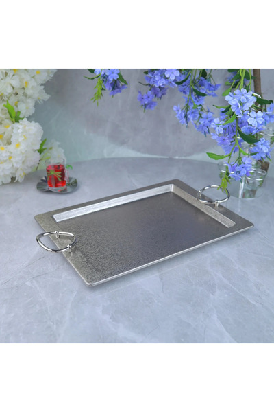 Generic Metal Serving Tray with Elegant Design - Silver - 31X51X4Cm