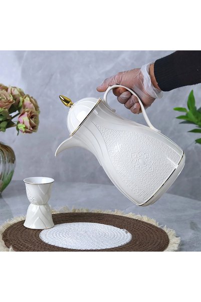 Generic ترمس روز قهوة بتصميم أنيق وعصري ــ بيج فاتح ــ 1 لتر