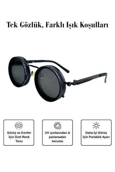 Meridian Unisex Ayarlanabilir Güneş Gözlüğü Steampunk Vintage Retro Tasarım K...