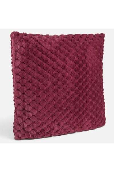 OEM Perna Bordo din Blana Artificiala cu Model in Relief 60x60cm