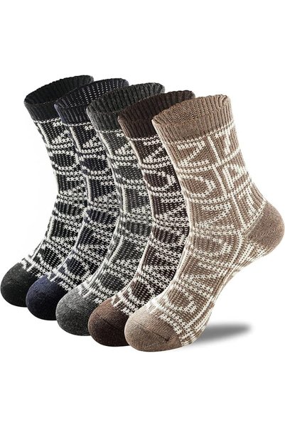KASTWAVE Men's Thermal Socks, 5 Pairs Thick Cotton Thermal Socks Men's Winter...