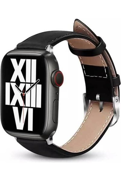 Crong Noble Band - Δερμάτινο λουράκι για Apple Watch 44/45/46/49 χιλ. (Μαύρο ...