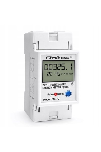 Qoltec 50979 230V 60A LCD LED Resetare DIN 2P Contor electronic de control