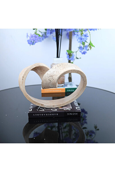 Generic تحفة ديكور رخامي بتصميم فاخر ــ بيج ــ 24x29x13سم
