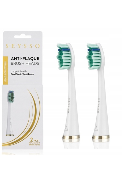 SEYSSO Gold White Capete anti-placă pentru periuță de dinți sonică, albe, 2 buc.
